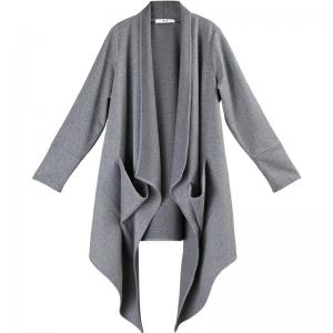 Shawl Collar Gray Outerwear Asymmetrical Designer Waterfall Cardigan