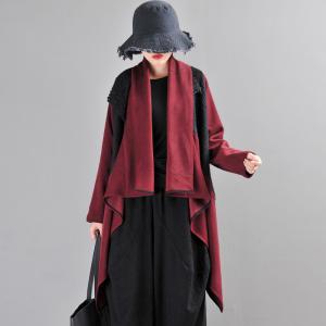Relax-Fit Short Waterfall Cardigan Asymmetrical Knitting Wool Coat