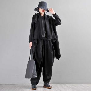 Relax-Fit Short Waterfall Cardigan Asymmetrical Knitting Wool Coat