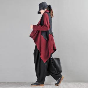 Relax-Fit Short Waterfall Cardigan Asymmetrical Knitting Wool Coat