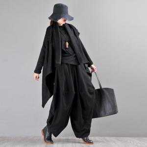 Relax-Fit Short Waterfall Cardigan Asymmetrical Knitting Wool Coat