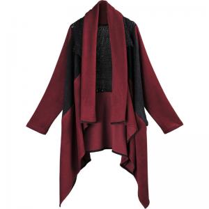 Relax-Fit Short Waterfall Cardigan Asymmetrical Knitting Wool Coat