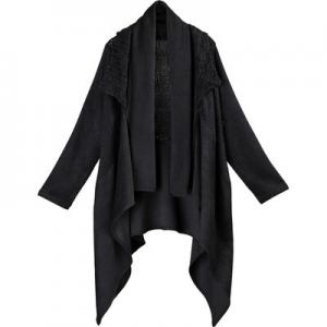 Relax-Fit Short Waterfall Cardigan Asymmetrical Knitting Wool Coat