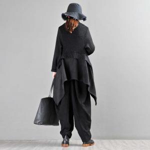 Relax-Fit Short Waterfall Cardigan Asymmetrical Knitting Wool Coat