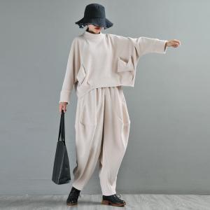 Pockets Ornament Apricot Pullover Casual Plus Size Suede T Shirt