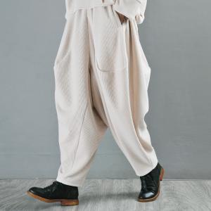 Street Style Drop Crotch Pants Women Apricot Custom Harem Pants