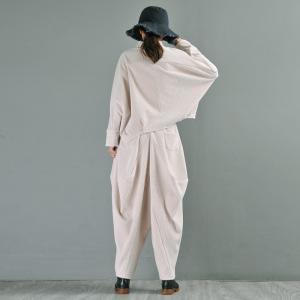 Street Style Drop Crotch Pants Women Apricot Custom Harem Pants