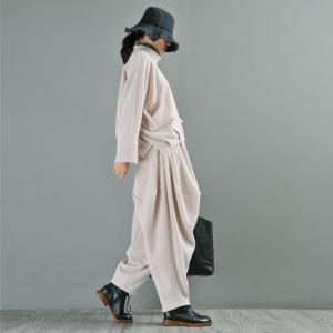 Street Style Drop Crotch Pants Women Apricot Custom Harem Pants