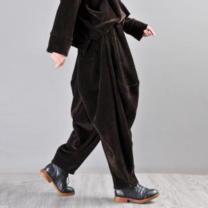 Street Style Customized Harem Pants Chenille Coffee Baggy Trousers