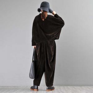 Street Style Customized Harem Pants Chenille Coffee Baggy Trousers