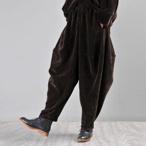 Street Style Customized Harem Pants Chenille Coffee Baggy Trousers
