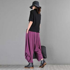 Comfy Modal Custom Harem Pants Drawstring Purple Thai Pants