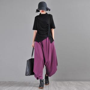 Comfy Modal Custom Harem Pants Drawstring Purple Thai Pants