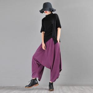 Comfy Modal Custom Harem Pants Drawstring Purple Thai Pants