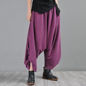 Comfy Modal Custom Harem Pants Drawstring Purple Thai Pants