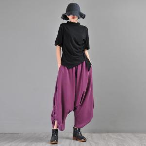 Comfy Modal Custom Harem Pants Drawstring Purple Thai Pants