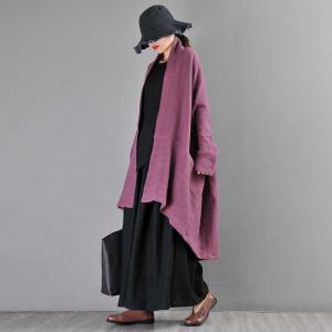 Original Custom Plus Size Cardigan Shawl Collar Cotton Linen Coat