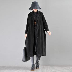 Single-Breasted Lapel Long Shirt Long Sleeve Womens Trench Coat