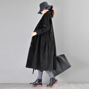 Single-Breasted Lapel Long Shirt Long Sleeve Womens Trench Coat