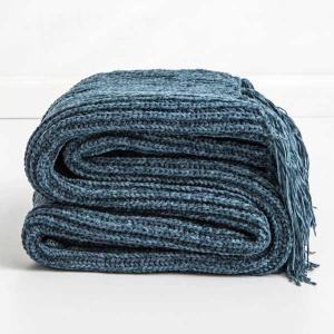 Long Tassel Decor Knitting Blanket Solid Color Sofa Throws