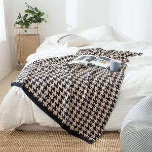 Classic Houndstooth Throw Cotton Picnic Blanket