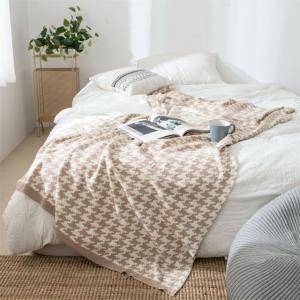 Classic Houndstooth Throw Cotton Picnic Blanket