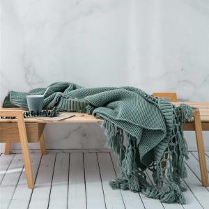 Hollow Out Plain Blanket Modern Tassel Sofa Throw