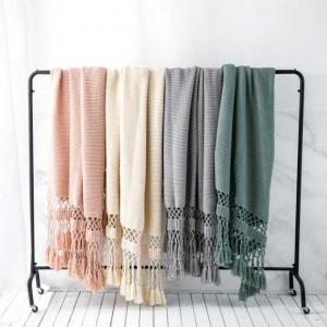 Hollow Out Plain Blanket Modern Tassel Sofa Throw