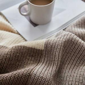 Contrast Color Wool Blanket Bedding Knitting Throws