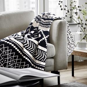 Black and White Jacquard Cotton Blanket Casual Couch Throw