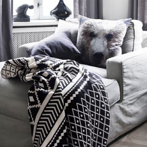 Black and White Jacquard Cotton Blanket Casual Couch Throw