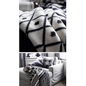 Black and White Jacquard Cotton Blanket Casual Couch Throw