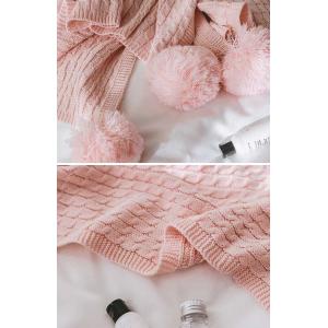 Cotton Pom Pom Throw Plain Cute Super Soft Blanket