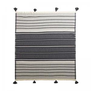 Vertical Striped Cotton Blanket Graphic Tassel Couch Throw