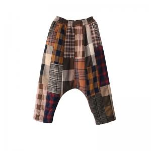 Winter  Quilted Hammer Pants Cotton Linen Checkered Harem Pants