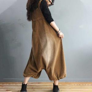 Faded Colors Plus Size One-Piece Pants Balloon Corduroy Overalls