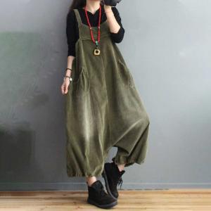 Faded Colors Plus Size One-Piece Pants Balloon Corduroy Overalls