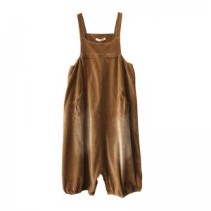 Faded Colors Plus Size One-Piece Pants Balloon Corduroy Overalls