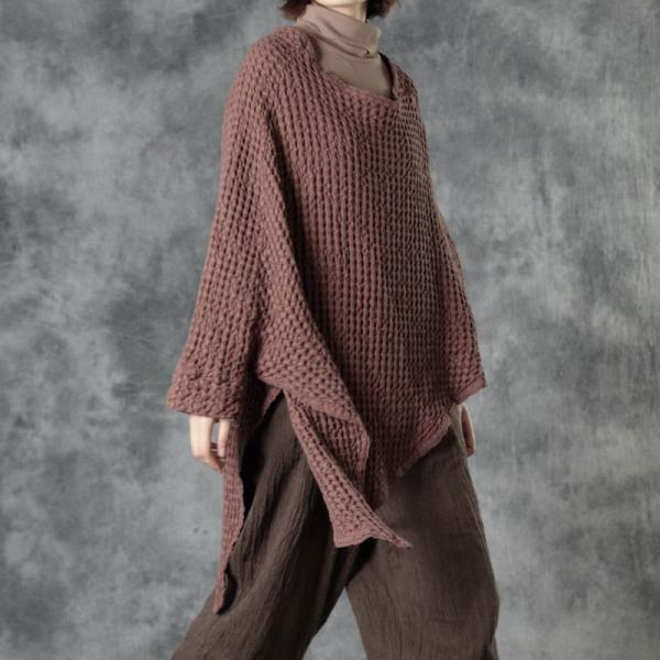 Designer Flax Cape Top Asymmetric Cotton Linen Large Poncho