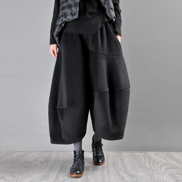 Relax-Fit Tweed Wide Leg Pants Womens Black Gaucho Pants Outfit
