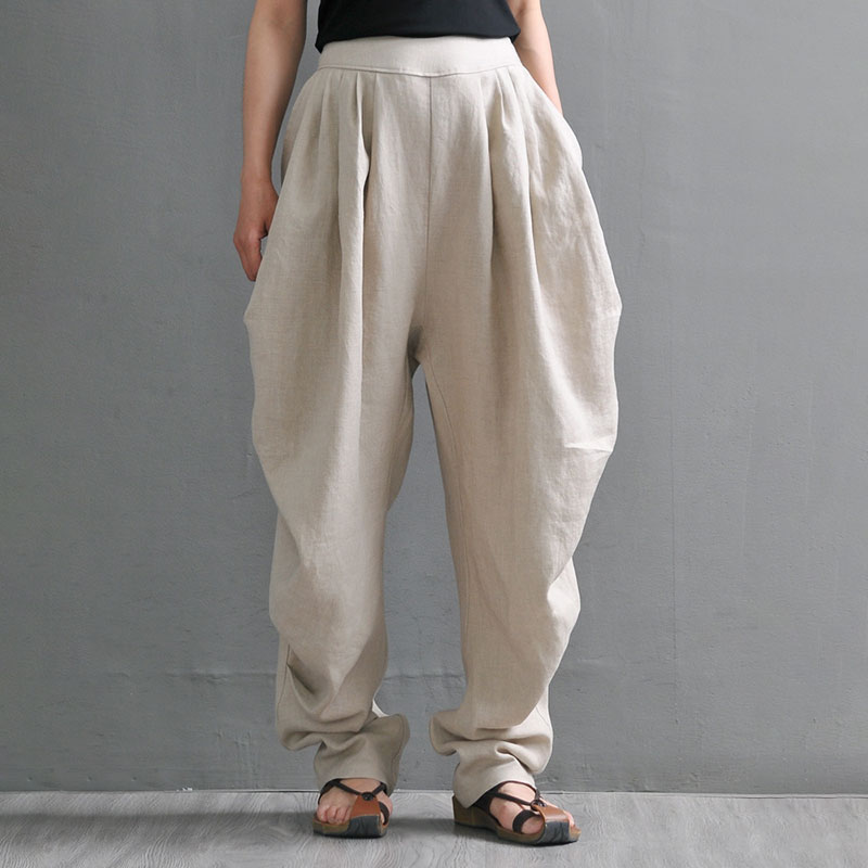 High-Quality Linen Harem Pants Loose-Fit Hippie Pants for Women in ...