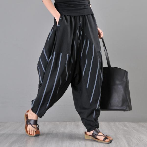 Street-Chic  Baggy Striped Pants Cozy Hakama Pants