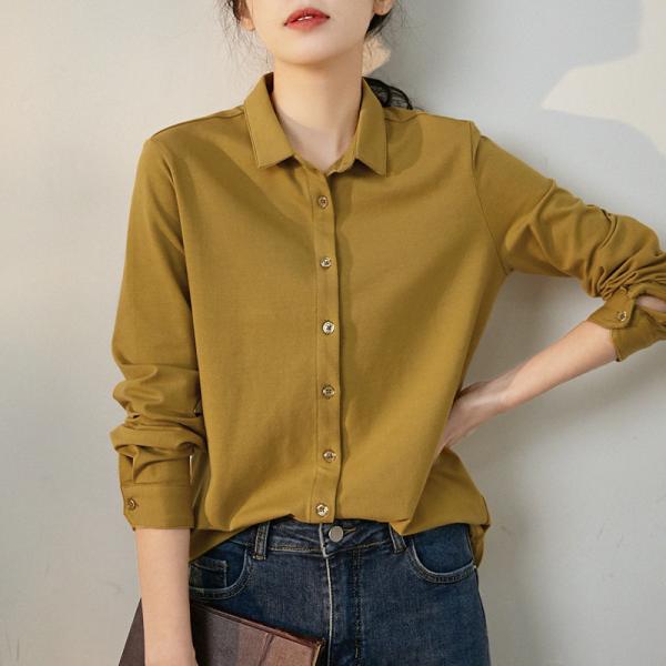 Office-Appropriate Womens Cotton Shirt Elegant Oversized Long Sleeve Shirt