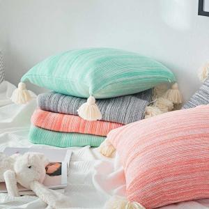 Gradient Colored Fringed Throw Soft Cotton Travel Blanket