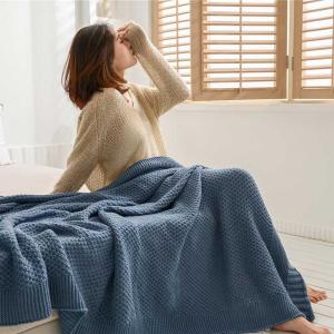 Solid Colors Large Knit Blanket Tassel Throw for Sleep