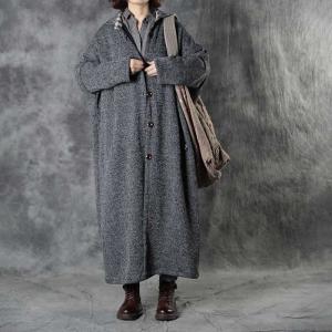 Wool Blend Long Winter Coat Plus Size H-Shaped Coat