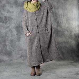 Wool Blend Long Winter Coat Plus Size H-Shaped Coat