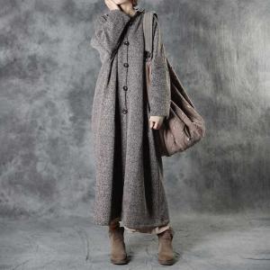 Wool Blend Long Winter Coat Plus Size H-Shaped Coat
