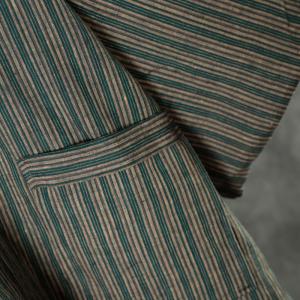 Vertical Striped Green Quilted Coat Plus Size Japanese Yukata Coat