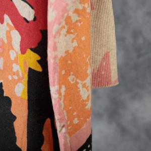 Colorful Abstract Prints Tunic Sweater Oversized Resort Wear